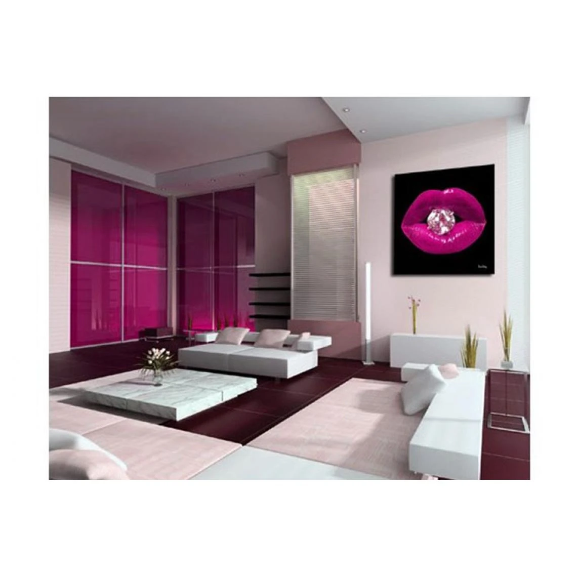 DECLIKTABLEAU Tableau Pop Bouche Diams Fushia 80X80Cm 3 DECLIKTABLEAU Tableau Pop Bouche Diams Fushia 80X80Cm – Image 3