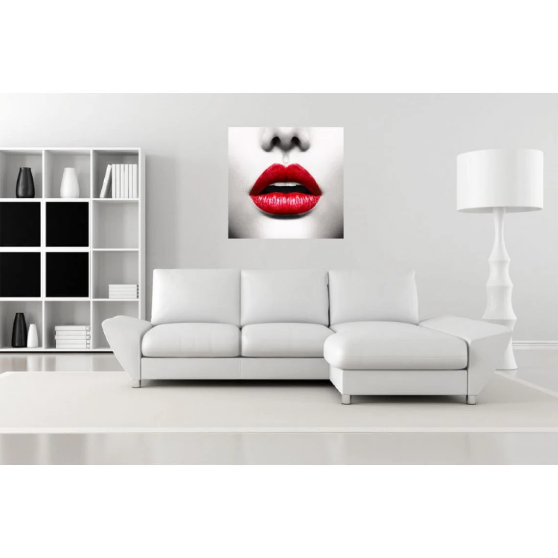 DECLIKTABLEAU Tableau Pop Visage De Femme Avec Bouche Rouge 50X50 Cm 2 DECLIKTABLEAU Tableau Pop Visage De Femme Avec Bouche Rouge 50X50 Cm – Image 2