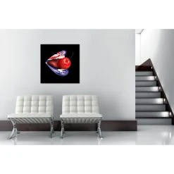 DECLIKTABLEAU Tableau Pop Bouche Anglaise Cerise Fond Noir 60X60 Cm -Dekliktableau Magasin tableaux bouches multicolore tableaux design 11499 1140x1140 1