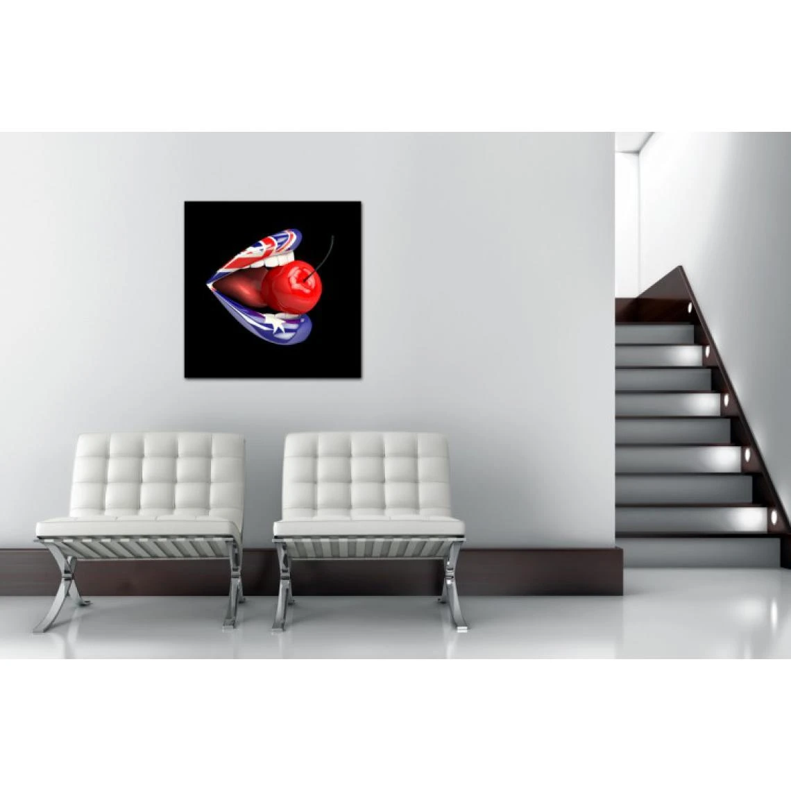 DECLIKTABLEAU Tableau Pop Bouche Anglaise Cerise Fond Noir 80X80 Cm 3 DECLIKTABLEAU Tableau Pop Bouche Anglaise Cerise Fond Noir 80X80 Cm – Image 3