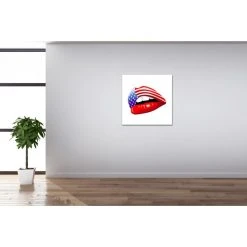 DECLIKTABLEAU Tableau Pop Bouche Rouge Américaine Lady 50X50 Cm