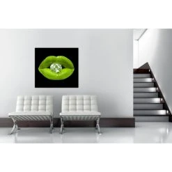 DECLIKTABLEAU Tableau Pop Bouche Diams Vert Anis 80X80 Cm -Dekliktableau Magasin tableaux bouches vert anis tableaux design 14891 1140x1140 1