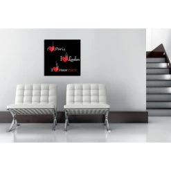 DECLIKTABLEAU Tableau New York Paris Londres Voyage 80X80 Cm -Dekliktableau Magasin tableaux villes multicolore tableaux design 11931 1140x1140 1