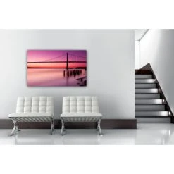 DECLIKTABLEAU Tableau Villes Coucher De Soleil Sur Pont L.80 X H.55 Cm -Dekliktableau Magasin tableaux villes roseorange tableaux design 14027 1140x1140 1