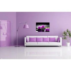 DECLIKTABLEAU Tableau Zen Orchidée Rose Et Bougies Sur Galets L.80 X H.55 Cm -Dekliktableau Magasin tableaux zen et floral multicouleur tableaux design 11637 1140x1140 1