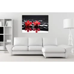 DECLIKTABLEAU Tableau Floral Fleurs Rouges Sur Fond Noir 80 X 55 Cm -Dekliktableau Magasin tableaux zen et floral noirrouge tableaux design 15693 1140x1140 1