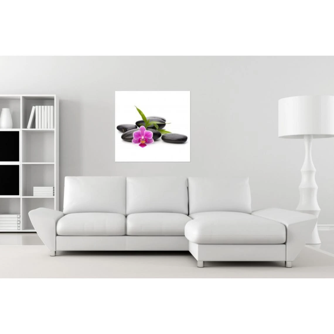 DECLIKTABLEAU Tableau Zen Galets Et Petite Fleur Rose 60X60 Cm 2 DECLIKTABLEAU Tableau Zen Galets Et Petite Fleur Rose 60X60 Cm – Image 2