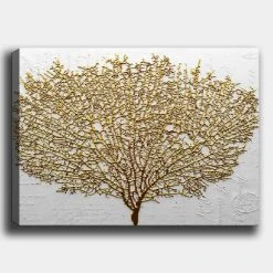 Toile Canvas Arbre D'or - Homemania - Blanc, Or - 70 X 3 X 50 Cm